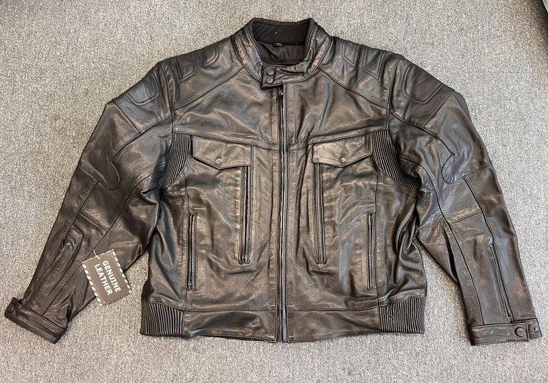 Men's Naked Cowhide Heavy Leather Advanced Biker Jacket 5XL - 