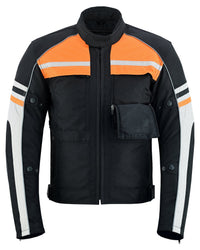 Mens Orange Black Grey Vented Textile Biker Riding Amoured Jacket HD Cool Summer All Season -