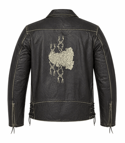 Men’s Originals Distressed Black Leather Biker Jacket Size XL | Classic Brando Style - 