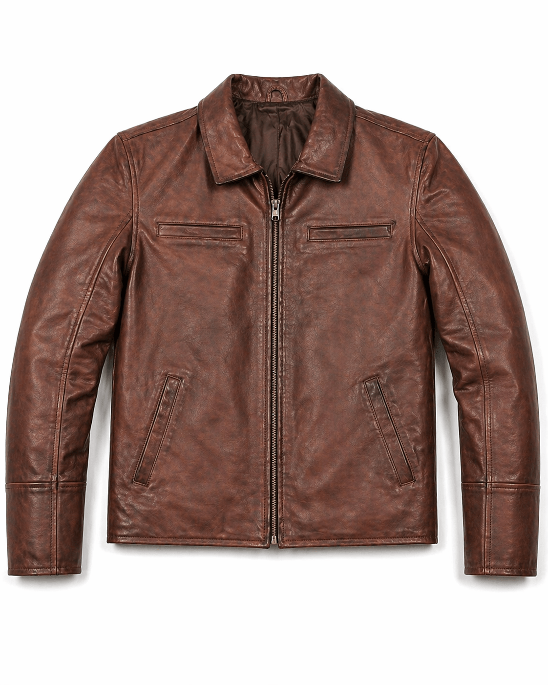 Men’s Premium Brown Vintage Leather Jacket Size XL - 