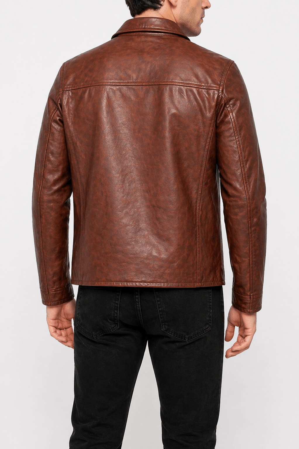 men’s premium brown vintage leather jacket size xl - 