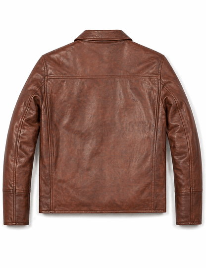 Men’s Premium Brown Vintage Leather Jacket Size XL - 