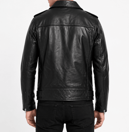 Men’s Premium Real Leather Biker Jacket Size 2XL/48 | Classic Moto Edition - 