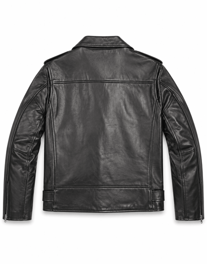 Men’s Premium Real Leather Biker Jacket Size 2XL/48 | Classic Moto Edition - 