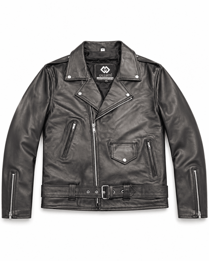 Men’s Premium Real Leather Biker Jacket Size 2XL/48 | Classic Moto Edition - 