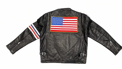 Men’s Premium Real Leather Café Racer Jacket Size XL | Americana Racing Edition - 
