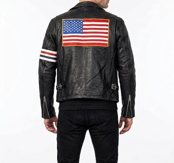 men’s premium real leather café racer jacket size xl | americana racing edition - 