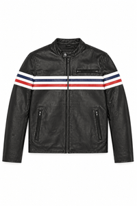 Men’s Premium Real Leather Café Racer Jacket Size XL | Americana Racing Edition - 