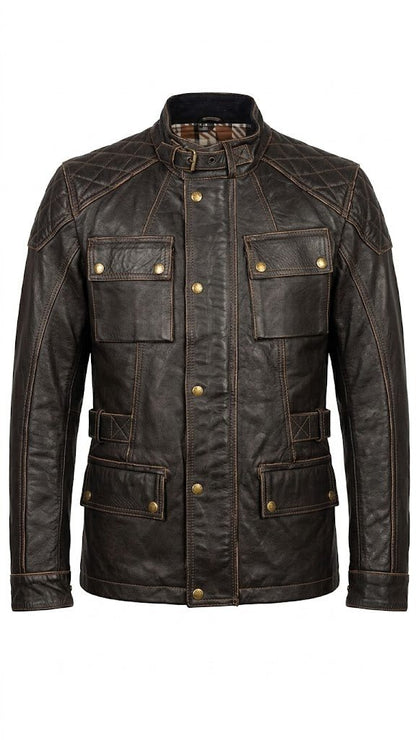 Men’s Premium Real Leather Field Jacket Size M| Distressed Heritage Edition - 