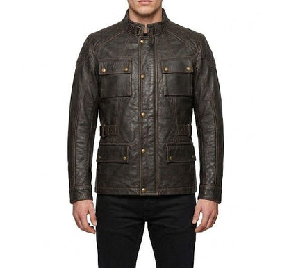 Men’s Premium Real Leather Field Jacket Size M| Distressed Heritage Edition - 