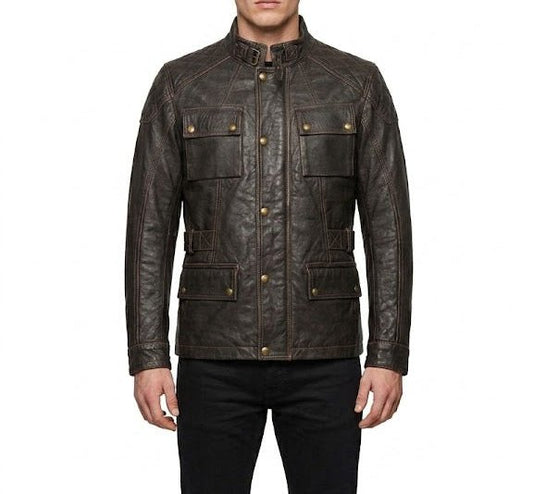 Men’s Premium Real Leather Field Jacket Size M| Distressed Heritage Edition - 
