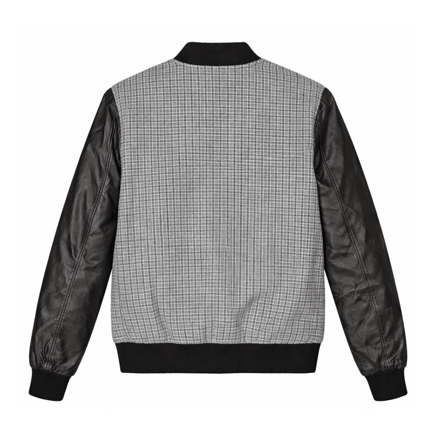 men’s premium varsity bomber - grey patterned & leather - 