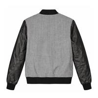 Men’s Premium Varsity Bomber - Grey Patterned & Leather - 