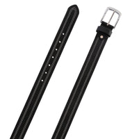 Mens Quad Stich Genuine Leather Belt - Casual Belt for Suits & Jeans, Single Prong Buckle - 