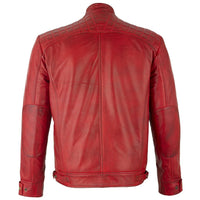 Mens Retro Vintage Grey Style Zipped Diamond Casual Biker Leather Jacket