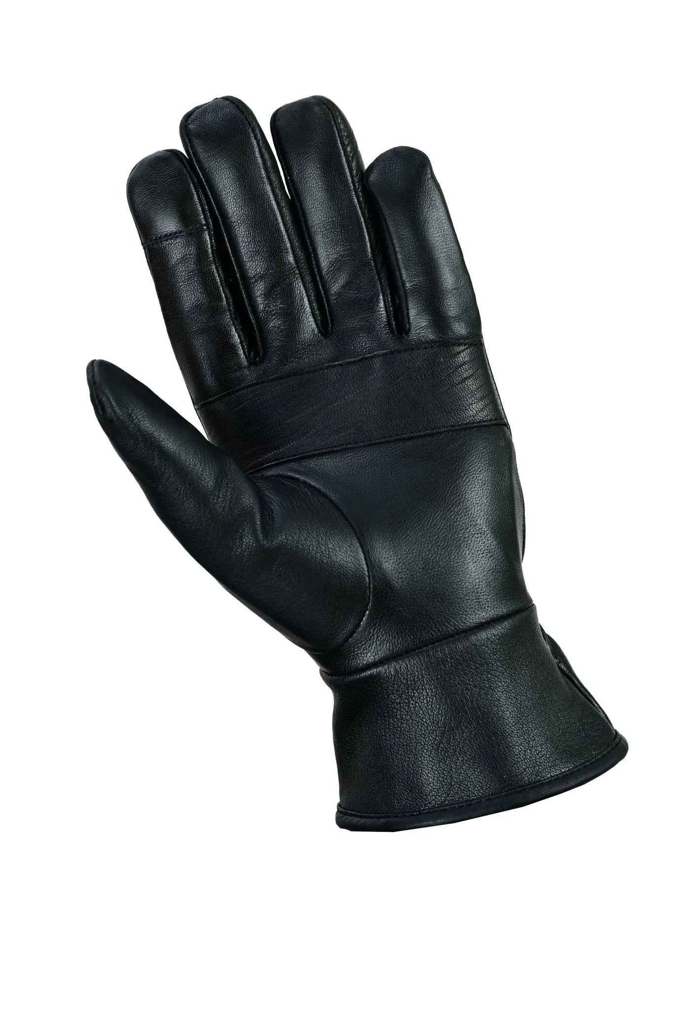 mens soft leather fashion winter gloves with fleece lining - 