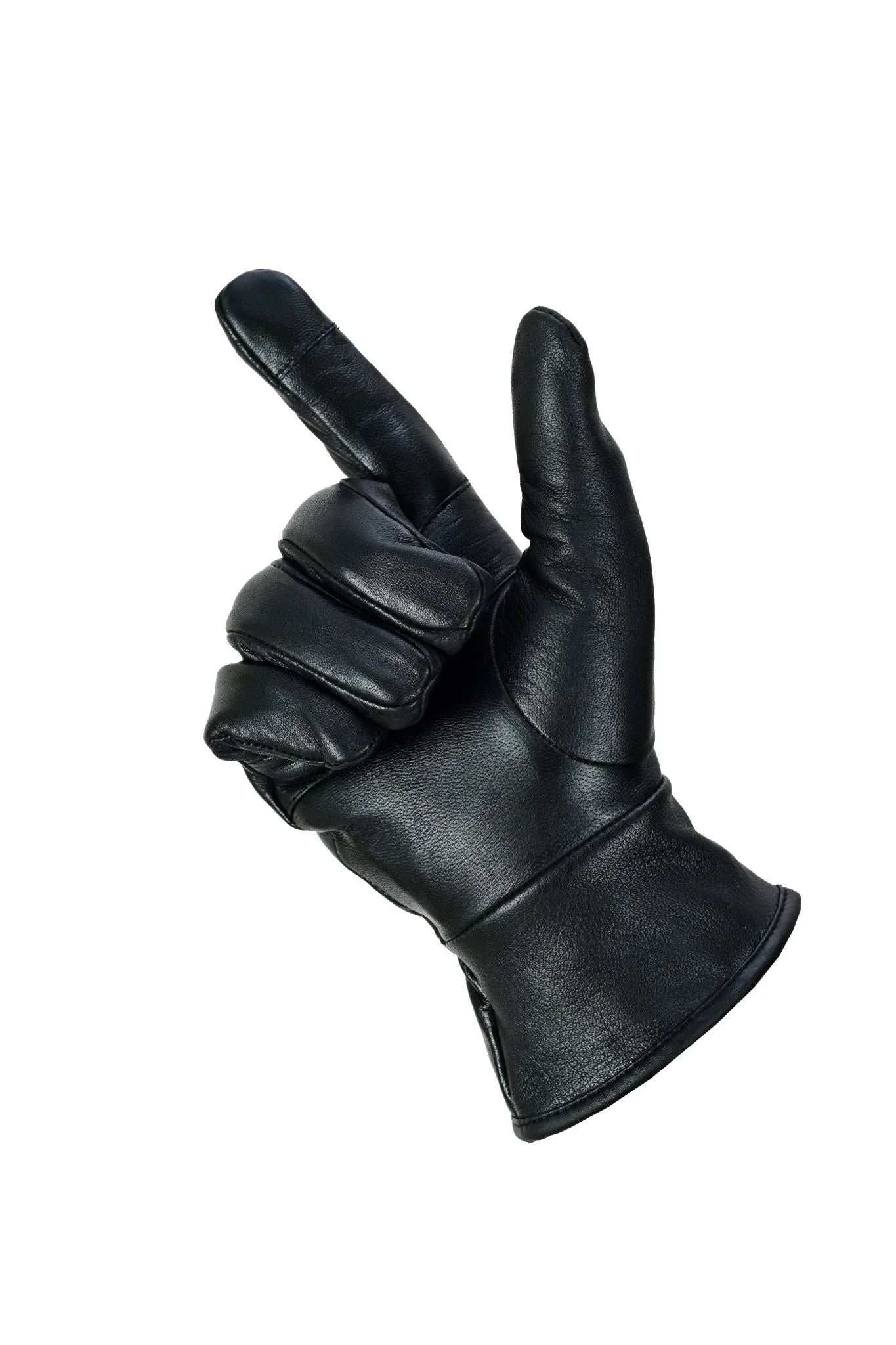 mens soft leather fashion winter gloves with fleece lining - 