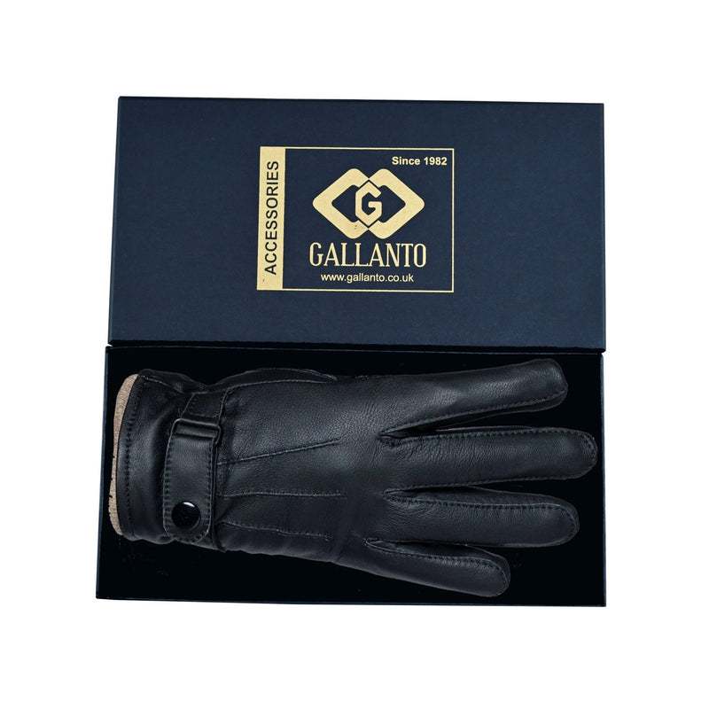 Mens Soft Leather Fashion Winter Gloves with touch finger tip in Black or Brown - 
