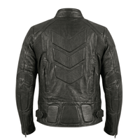 Men’s Tactical Black Leather Biker Jacket with Hybrid Stretch Panels - 