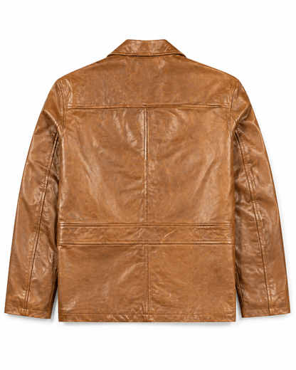 Men’s Tan Leather Blazer Jacket Size M | Classic Heritage Style - 