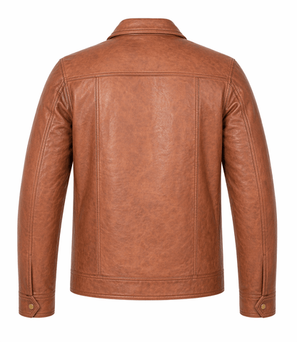 Men’s Tan Leather Jacket Size 3XL | Classic Urban Style - 