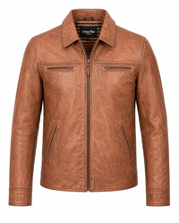 Men’s Tan Leather Jacket Size 3XL | Classic Urban Style - 