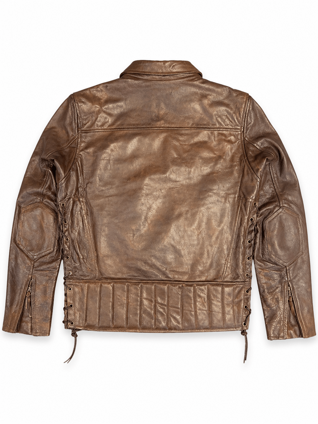 men’s vintage brown biker leather jacket size 3xl | heritage moto style - 