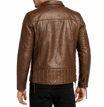 Men’s Vintage Brown Biker Leather Jacket Size 3XL | Heritage Moto Style - 