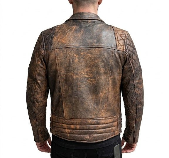 Men’s Vintage Distressed Brown Biker Leather Jacket Size S| Heritage Moto Edition - 