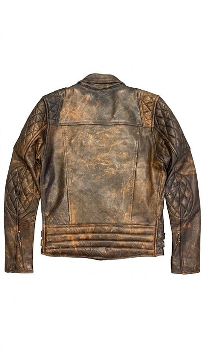 Men’s Vintage Distressed Brown Biker Leather Jacket Size S| Heritage Moto Edition - 