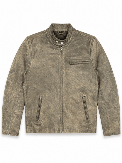 Men’s Vintage Distressed Leather Racer Jacket Size S| Heritage Urban Edition - 