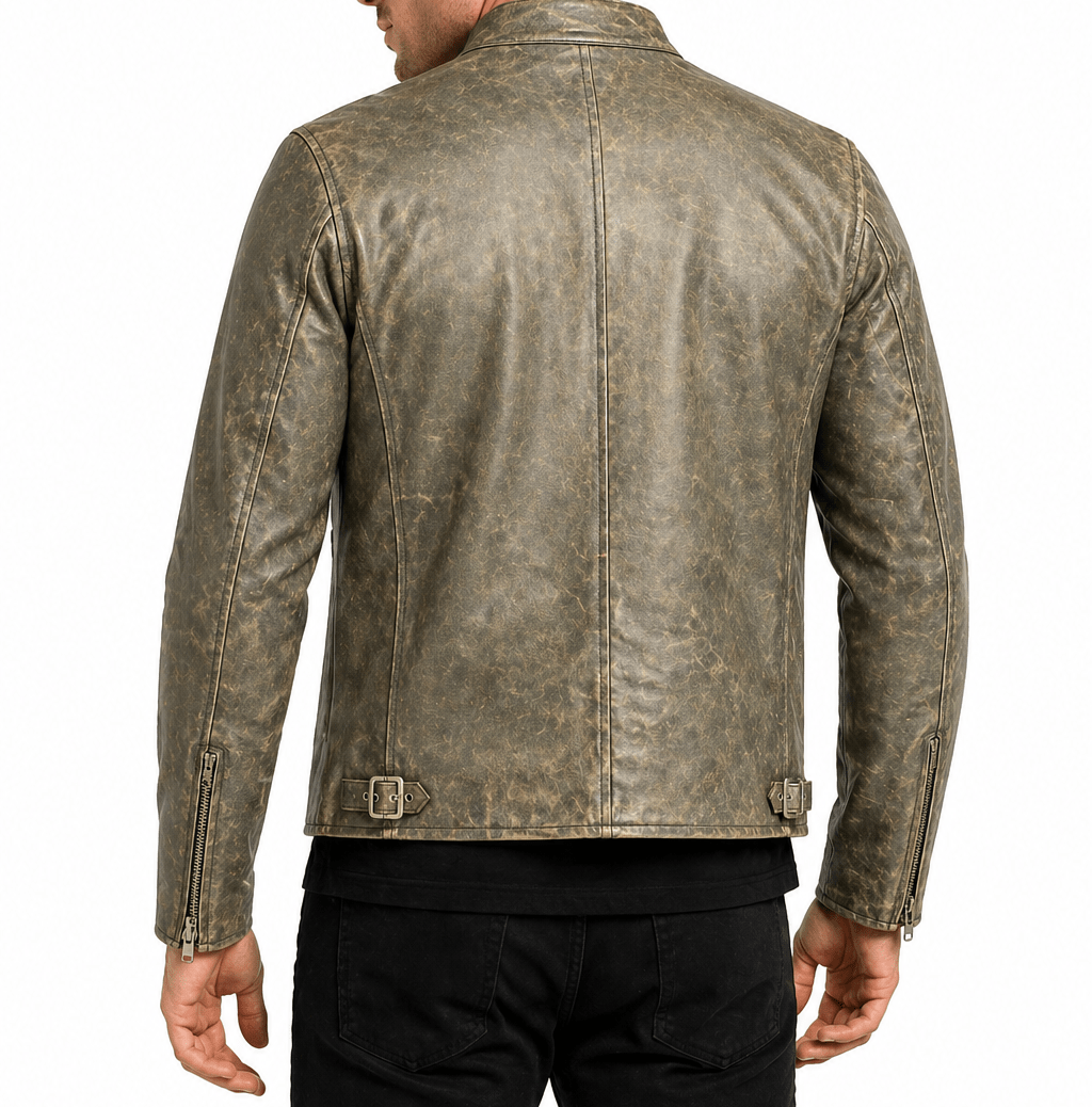 men’s vintage distressed leather racer jacket size s| heritage urban edition - 