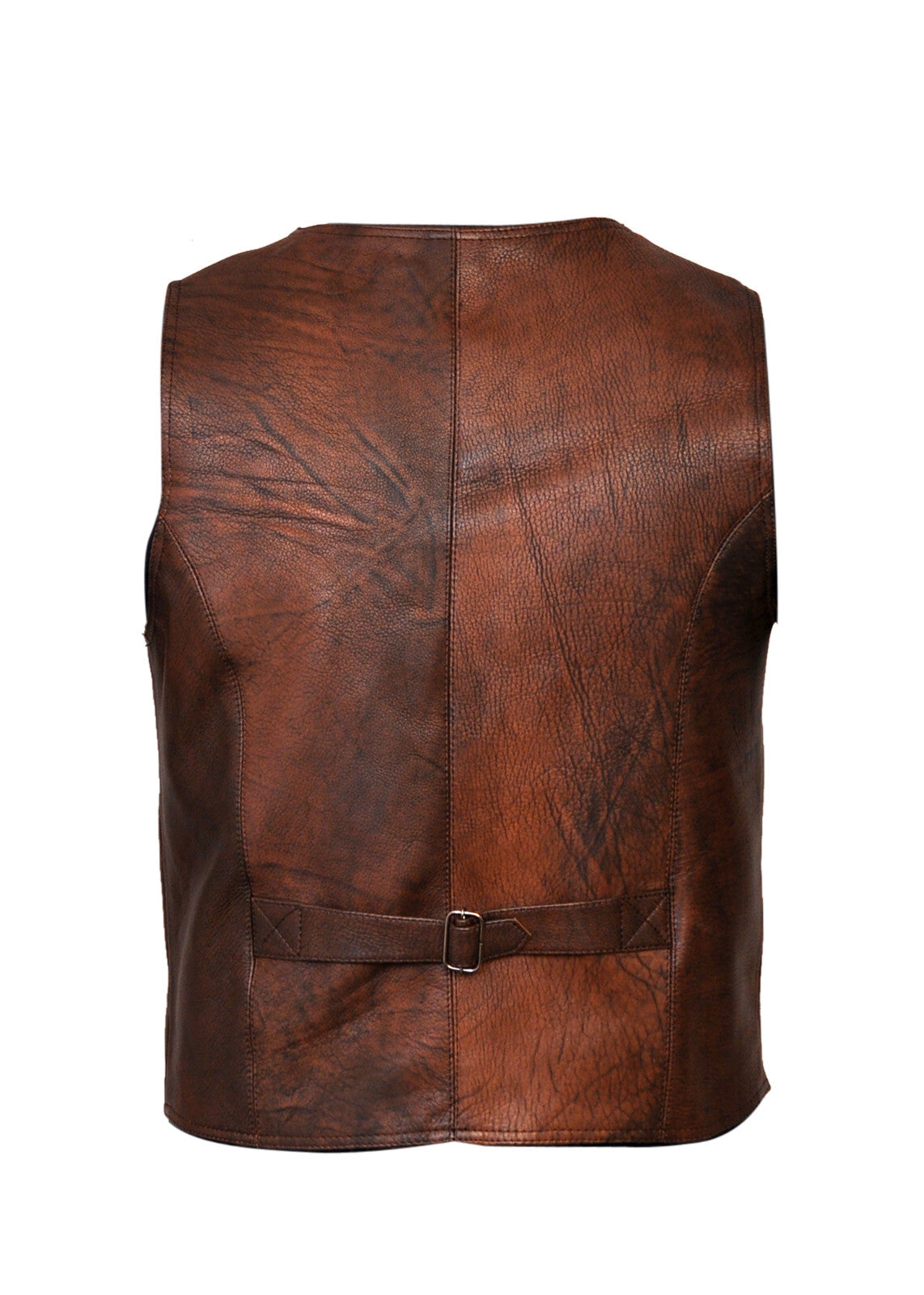 brown classic mens motorcycle leather waistcoat biker