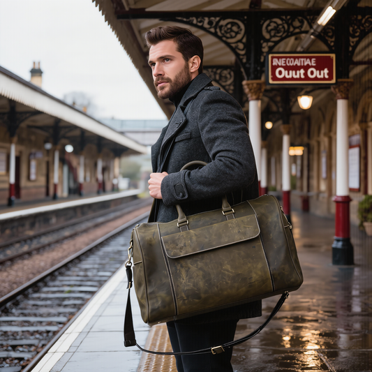 Mens Duffle Bag – Premium Crazy Horse Leather Travel & Weekender Bag