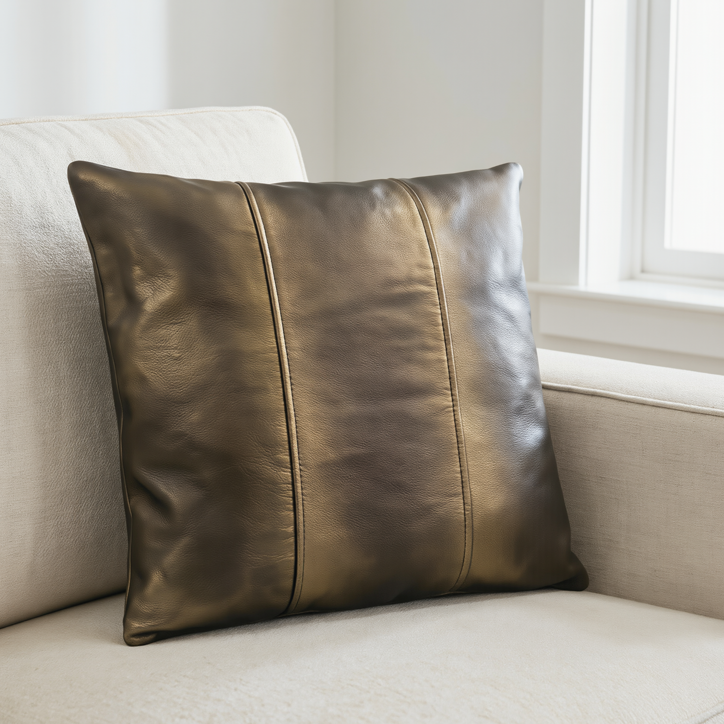 genuine leather striped cushion covers – set of 2 in nine colours
