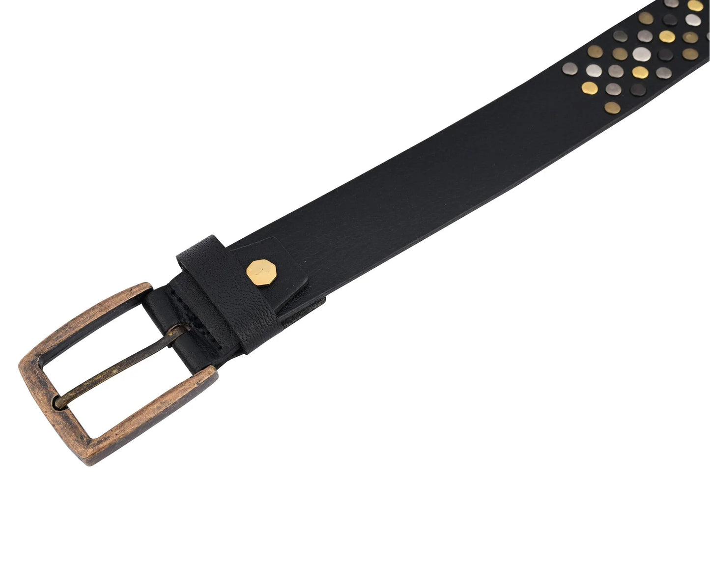 multi rivets studded genuine leather embellished belt punk rock - 