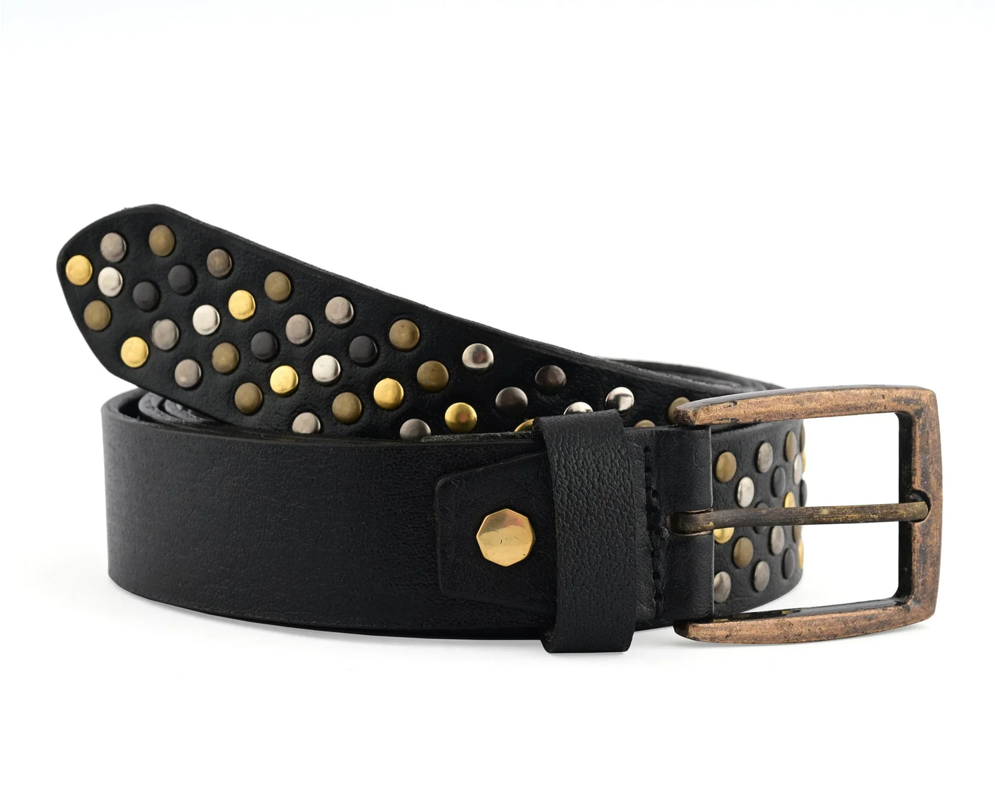 multi rivets studded genuine leather embellished belt punk rock - 