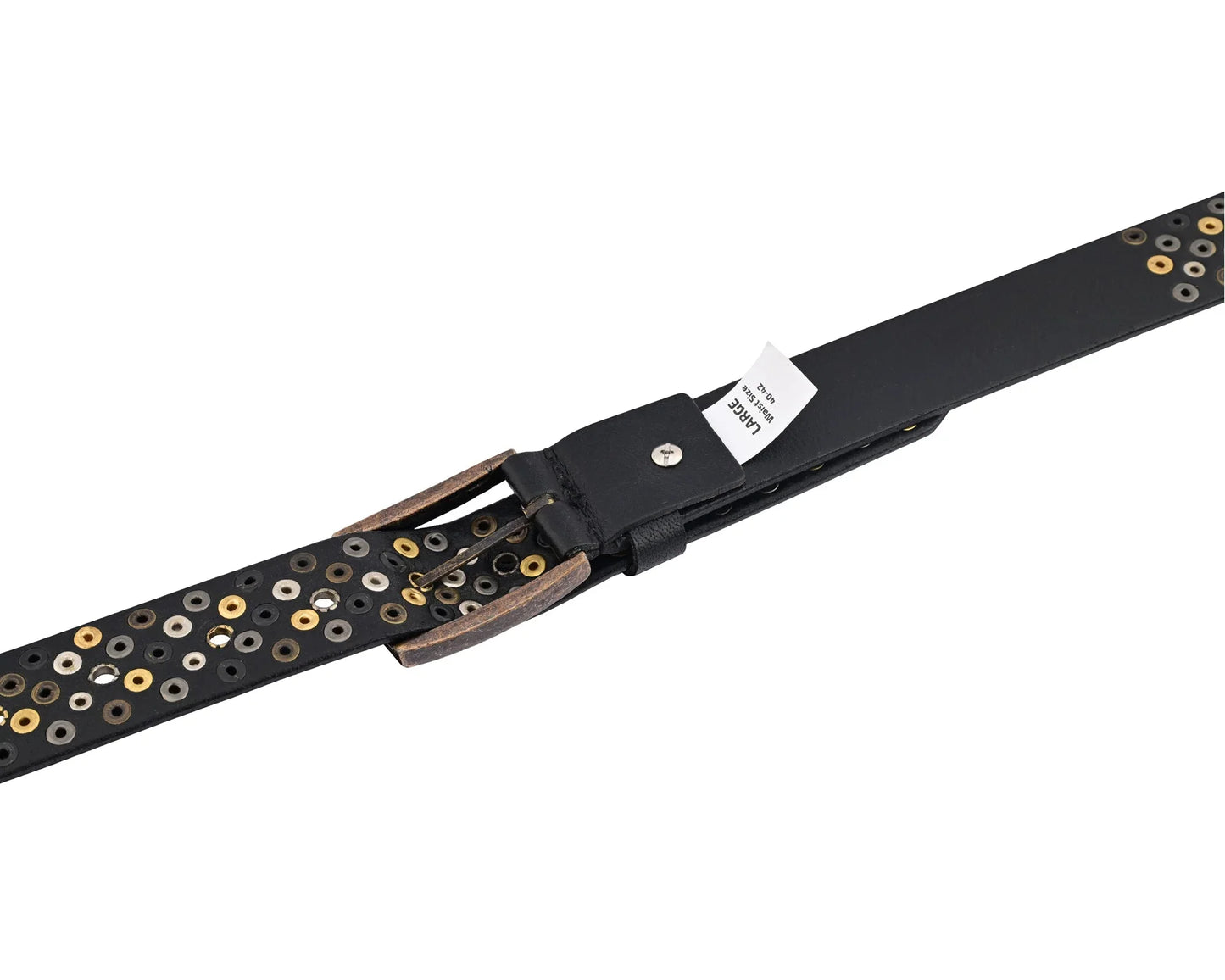 multi rivets studded genuine leather embellished belt punk rock - 