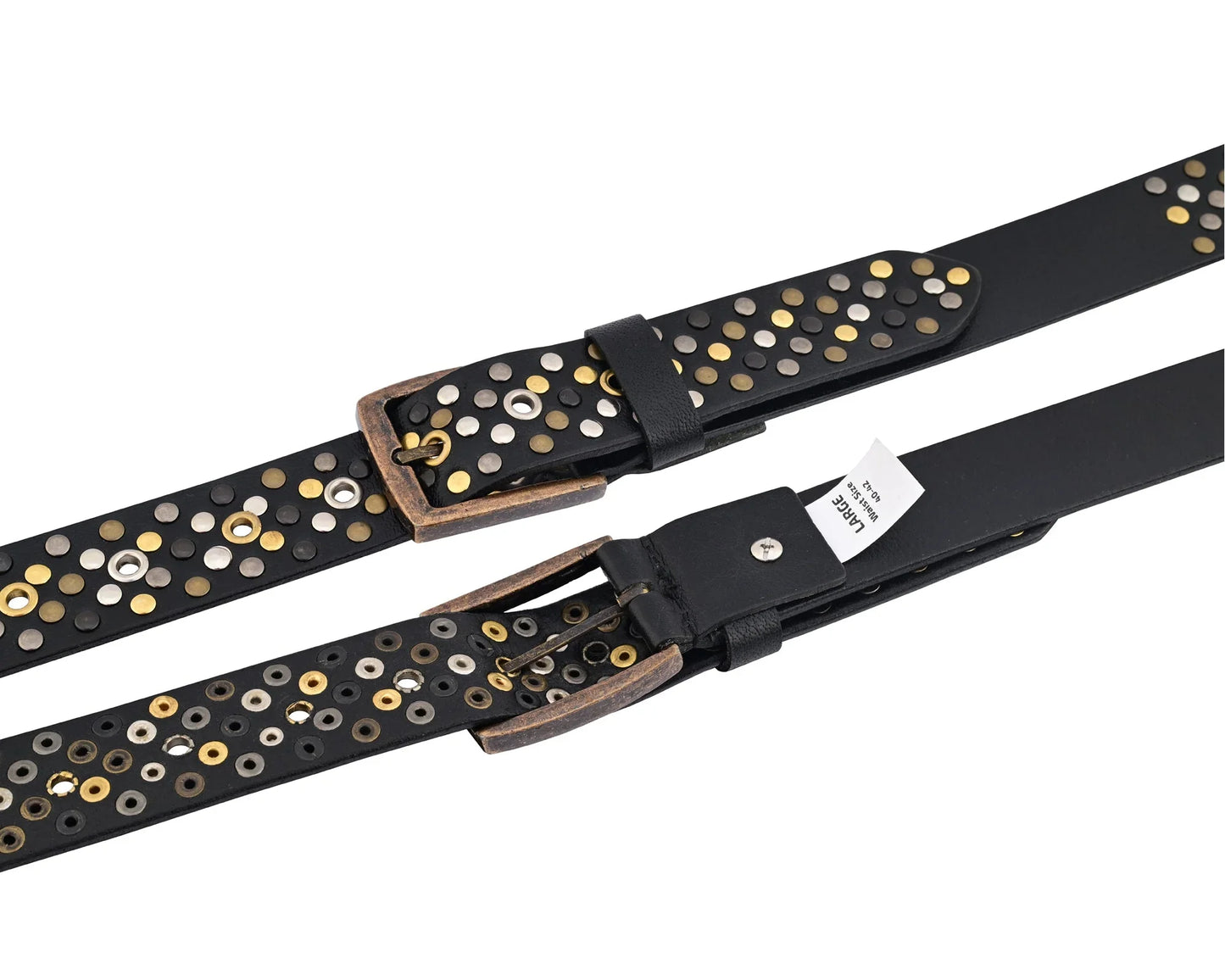 multi rivets studded genuine leather embellished belt punk rock - 