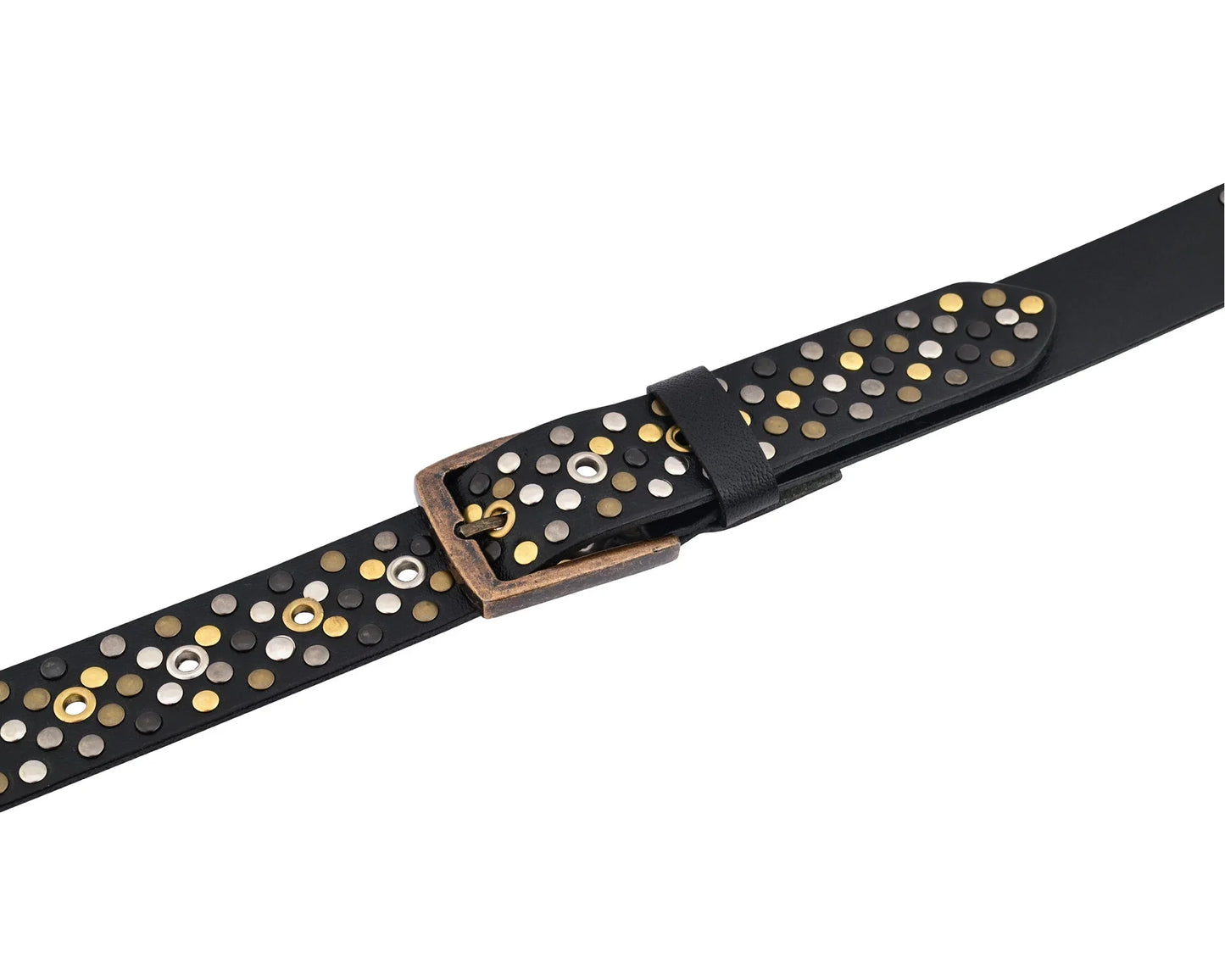 multi rivets studded genuine leather embellished belt punk rock - 