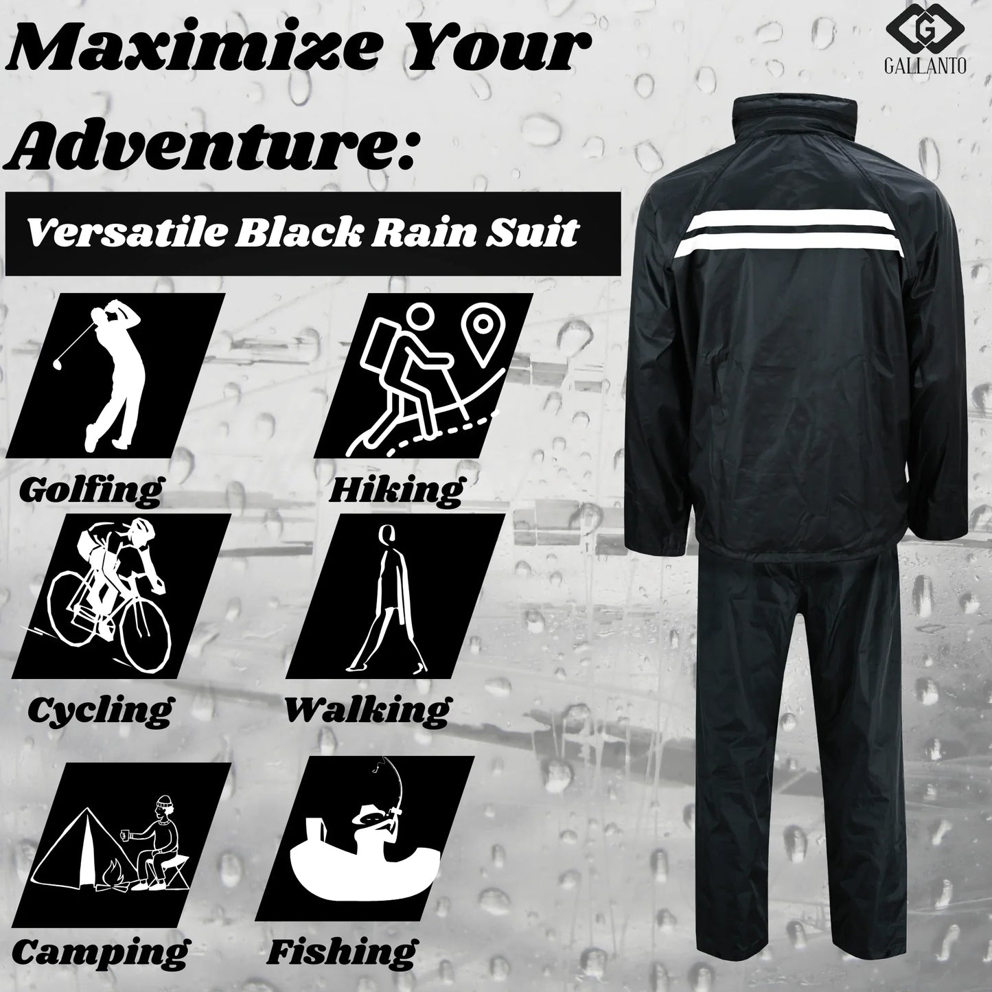 premium black rain suit – waterproof protection for outdoor adventures - 