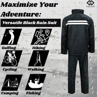 Premium Black Rain Suit – Waterproof Protection for Outdoor Adventures - 