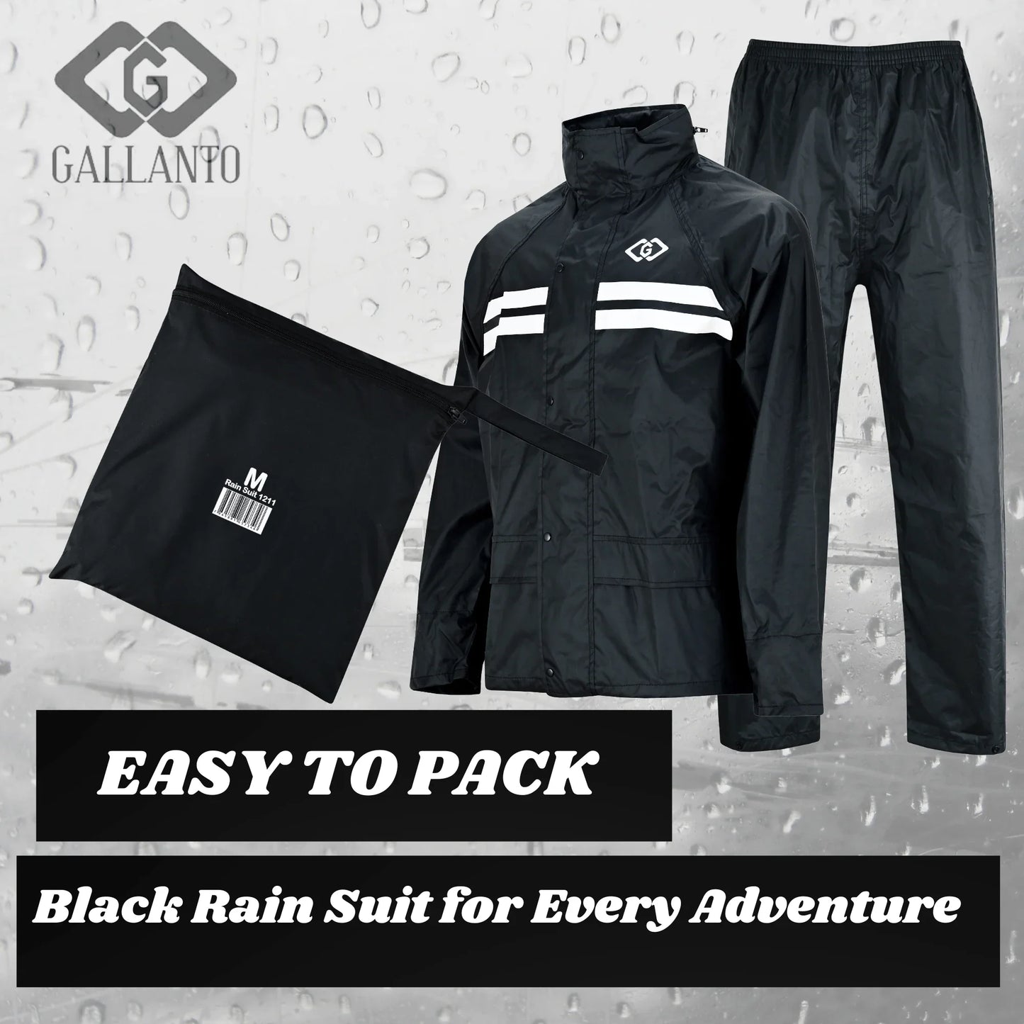 premium black rain suit – waterproof protection for outdoor adventures - 