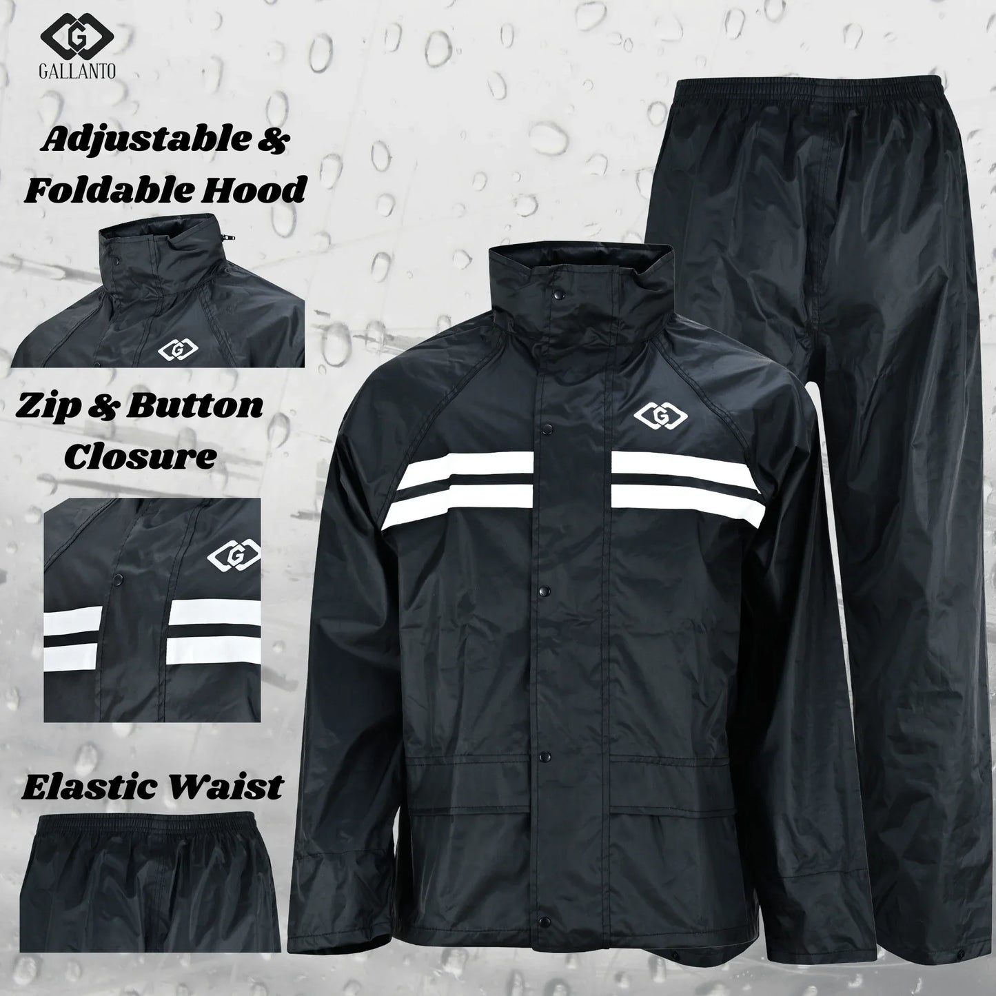 premium black rain suit – waterproof protection for outdoor adventures - 