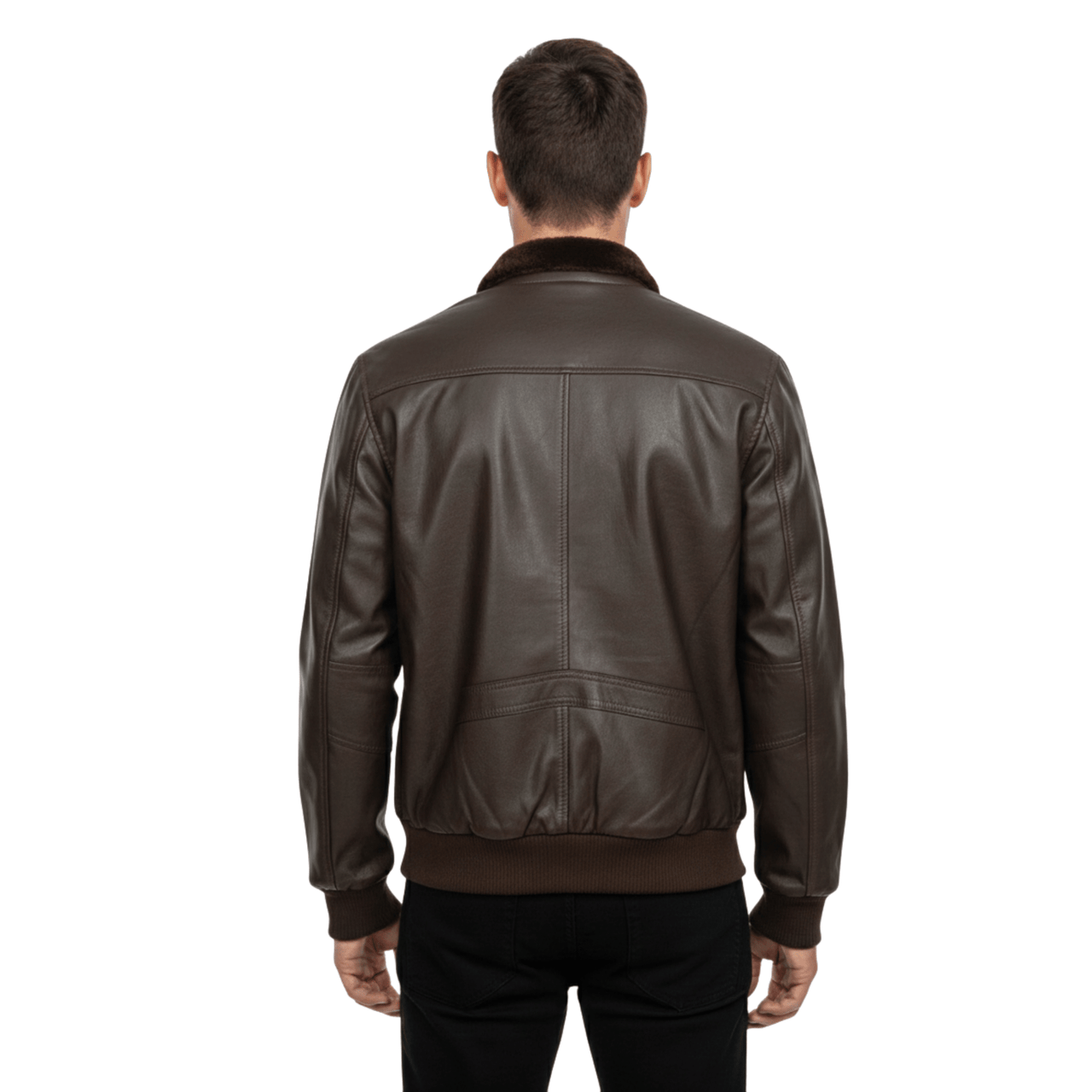 Premium Cowhide Aviator Leather Jacket with Removable Fur Collars - 