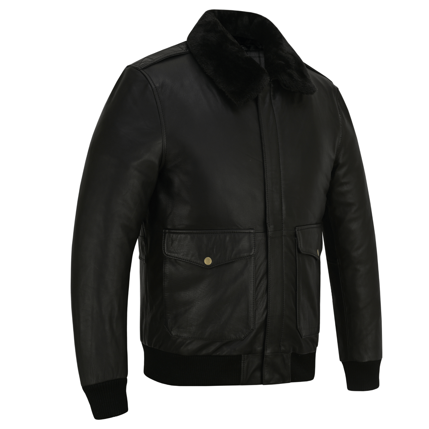 premium cowhide aviator leather jacket with removable fur collars - 