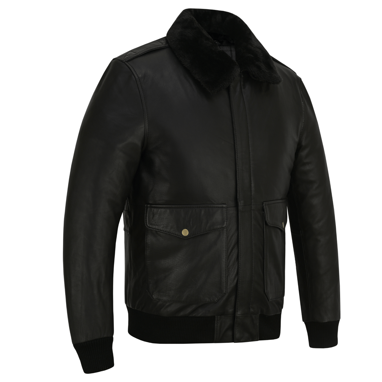 Premium Cowhide Aviator Leather Jacket with Removable Fur Collars - 