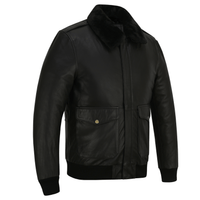Premium Cowhide Aviator Leather Jacket with Removable Fur Collars - 