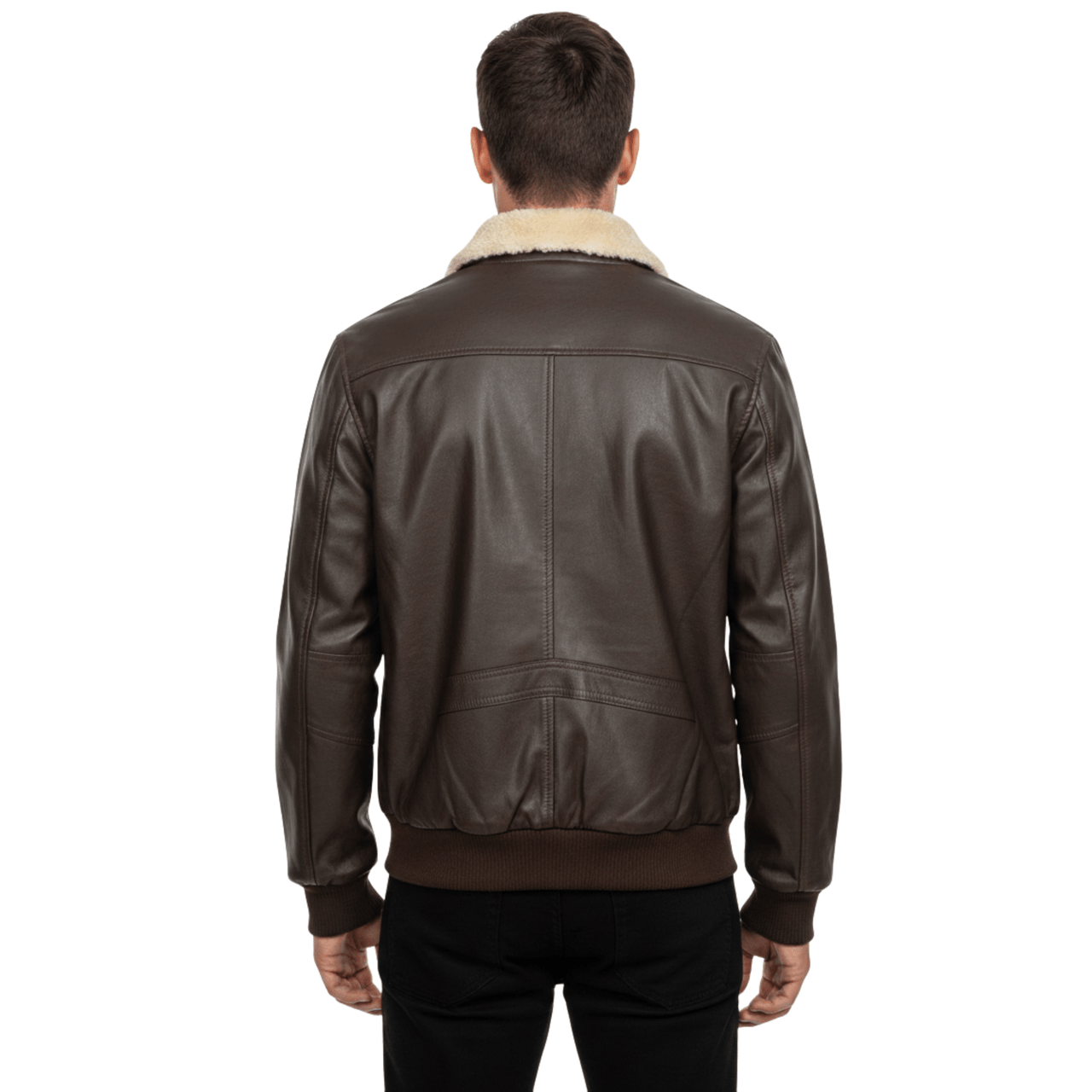 Premium Cowhide Aviator Leather Jacket with Removable Fur Collars - 