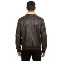 Premium Cowhide Aviator Leather Jacket with Removable Fur Collars - 